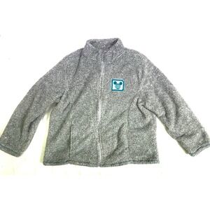 Walt Disney Parks World 2024 Mickey Gray Fleece Jacket Globe Full Zip Up Sz XL